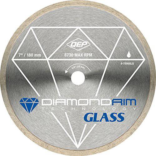 QEP 6-7006GLQ 7-Inch 끊김없는 Rim 글래스 타일 다이아몬드 블레이드, 7mm Rim 높이, 5/ 8-Inch Arbor, Wet 커팅, 8730 맥스 RPM