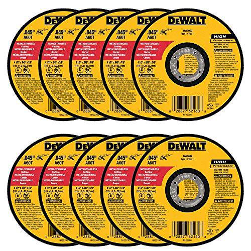 DEWALT DW8062 4-1/ 2 x .045 x 7/ 8 메탈 Cut-Off 휠 (100pk)