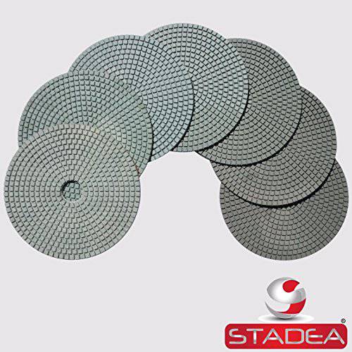 Stadea PPW268B 7 다이아몬드 폴리싱 패드 세트 콘크리트 마블,대리석무늬 스톤 Terrazzo 대리석무늬,마블 바닥 폴리싱