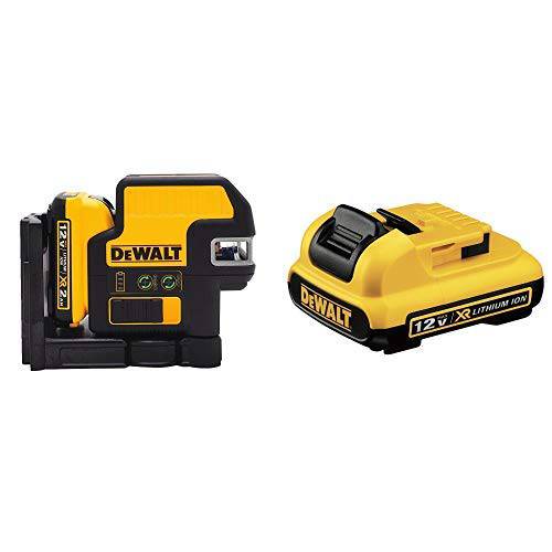DEWALT DW0825LG 12V 5 스팟+  크로스 라인 레이저, 그린 DCB127 12V 맥스 리튬 이온 Battery-Pack