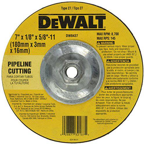 DEWALT DW8437 7-Inch by 1/ 8-Inch by 5/ 8-Inch-11 Pipeline 커팅 휠