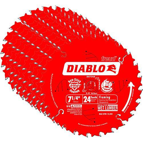 Diablo D0724A 7-1/ 4 24T Diablo  원형 톱 프레이밍 블레이드