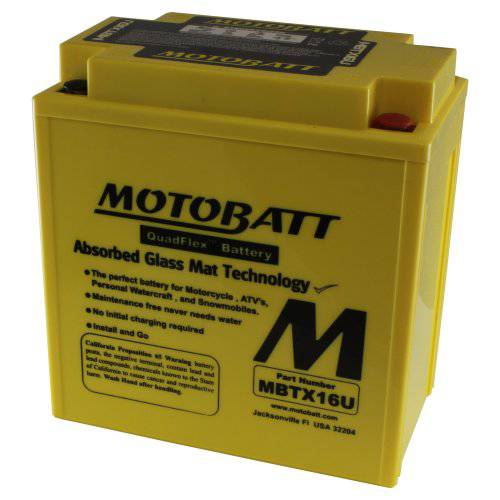 MotoBatt MBTX16U (12V 19 앰프) 250CCA Factory 센서 QuadFlex AGM 배터리
