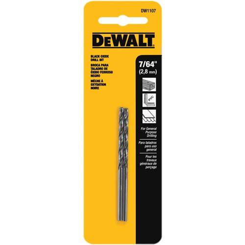 DEWALT DW1107 7/ 64-Inch BlackOxide 스플릿 심 트위스트 드릴 비트 (2-Pack)