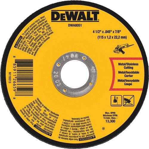 DEWALT DWA8051 메탈 Cut-Off 휠, 4-1/ 2-Inch X .045-Inch X 7/ 8-Inch