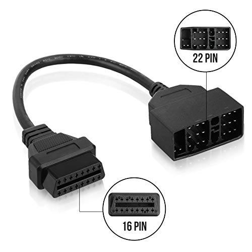 EEEKit 22 핀 OBD1 to 16 핀 OBD2 Convertor 어댑터 케이블 토요타 진단 스캐너 블랙 2 커넥터