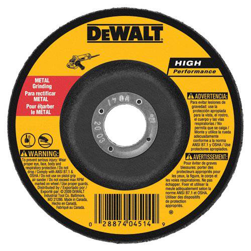 DEWALT DW4624 6-Inch by 1/ 4-Inch by 7/ 8-Inch 일반 목적 메탈 그라인딩 휠 (1-Pack)