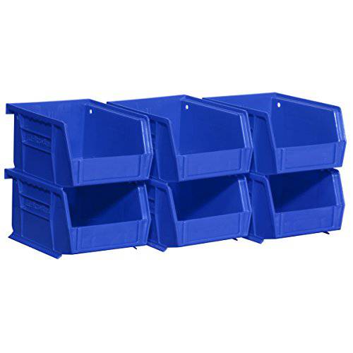 Akro-Mils 08212BLUE 30210 AkroBins 플라스틱 스토리지 통 걸수있는 스태킹 컨테이너 5-Inch X 4-Inch X 3-Inch 블루 6-Pack