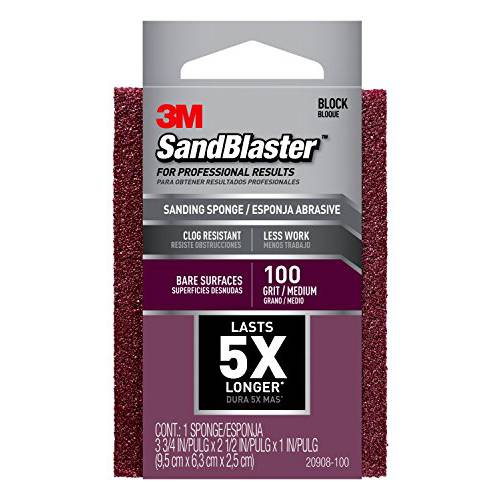 3M 20908-100 SandBlaster 베어 표면 스펀지, 100-Grit