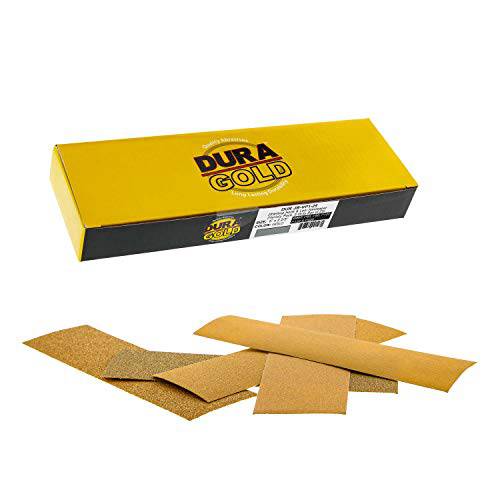 Dura-Gold - 프리미엄 - 버라이어티팩 (60, 80, 120, 150, 220) - 디테일 핸드 샌딩 후크&  루프 사포 시트 9 x 2-2/ 3  자동차&  목공 - 박스 of 25