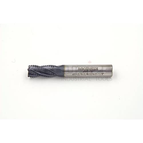Accusize Industrial Tools  스탠다드 톱니 M42 8% 코발트 Tialn Roughing End 밀,분쇄기, 3/ 8’’ by 3/ 8’’ by 3/ 4’’ Flt Length, 1102-0038
