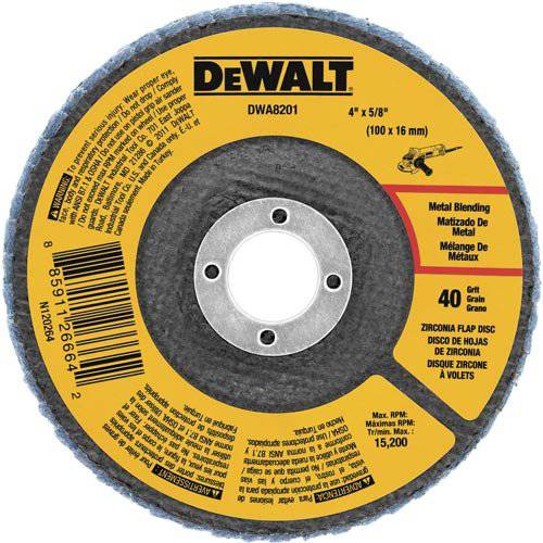 DEWALT DWA8201 40 그릿 지르코니아 T29 덮개 디스크, 4-Inch X 5/ 8-Inch