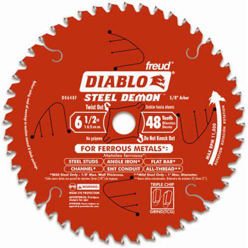 Freud Diablo D0648F 6-1/ 2 x 48-Tooth 스틸 Demon TCG Ferrous 커팅 원형 톱날 5/ 8 Arbor