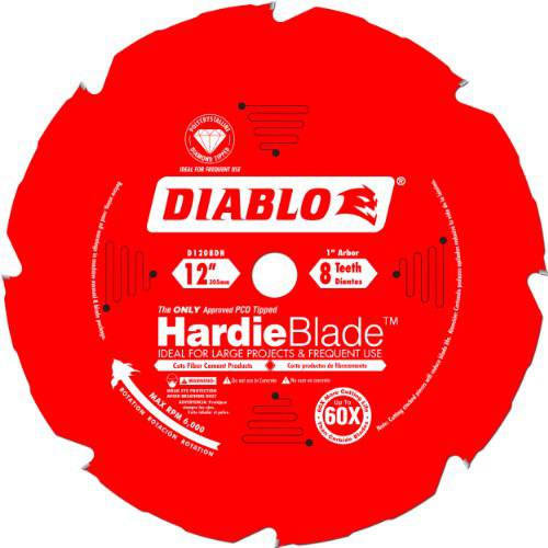 Freud D1208DH Diablo 12-Inch by 8 톱니 다결정 다이아몬드 팁 TCG Hardie 파이버 시멘트 톱날, 멀티