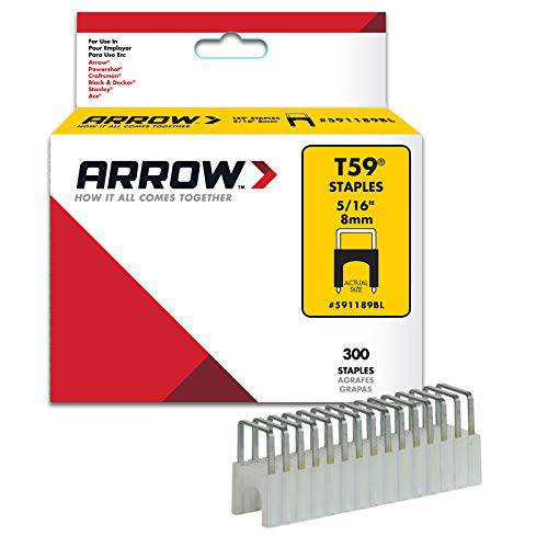 Arrow Fastener 591189BL 정품 5/ 16-Inch by 5/ 16-Inch 블랙 T59 절연 STAPLES, 300-Pack