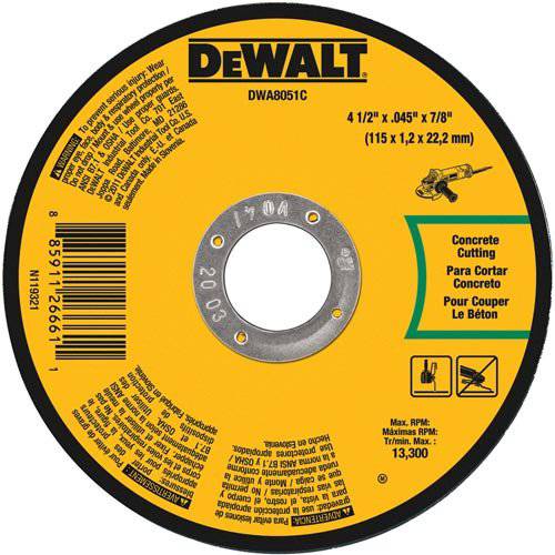 DEWALT DWA8051C 석공직 Cut-Off 휠, 4-1/ 2-Inch X .045-Inch X 7/ 8-Inch
