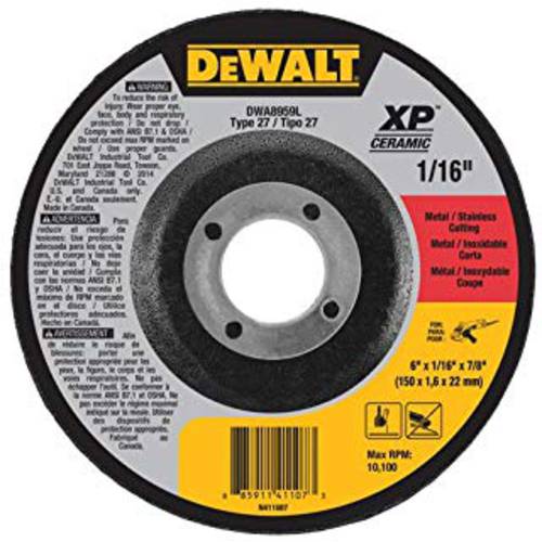 DEWALT DWA8959L XP 세라믹 타입 27 메탈/ 스테인레스 커팅 휠, 6 x 1/ 16 x 7/ 8
