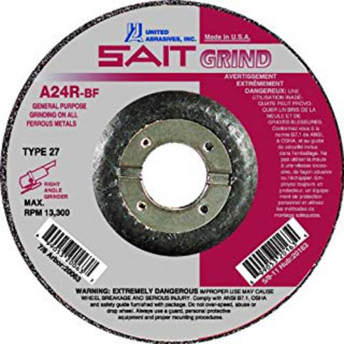 United Abrasives- SAIT 22020 타입 27 그라인딩 휠 4-1/ 2 x 3/ 32 x 7/ 8, A24R, 25-Pack