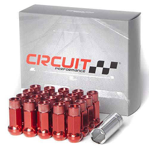 Circuit Performance  단조 스틸 Extended 오픈 End 육각 러그 너트 애프터마켓 휠: 1/ 2-20 레드 - 20 피스 세트+  툴