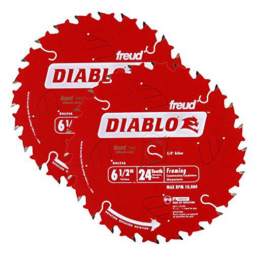 Freud D0624A Diablo 6-1/ 2-inch 24T ATB Perma-Shield 프레이밍 톱날, 2-Pack
