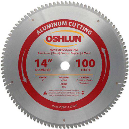 Oshlun SBNF-140100 14-Inch 100 톱니 TCG 톱날 1-Inch Arbor 알루미늄 and Non Ferrous 궤조