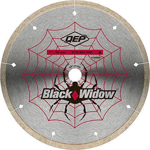QEP 6-7008BW 7-Inch 블랙 Widow Micro-Segmented Rim 다이아몬드 블레이드, 5/ 8-Inch Arbor, Wet 커팅, 8730 최고 RPM