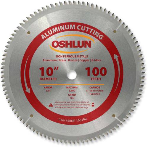 Oshlun SBNF-100100 10-Inch 100 톱니 TCG 톱날 5/ 8-Inch Arbor 알루미늄 and Non Ferrous 궤조