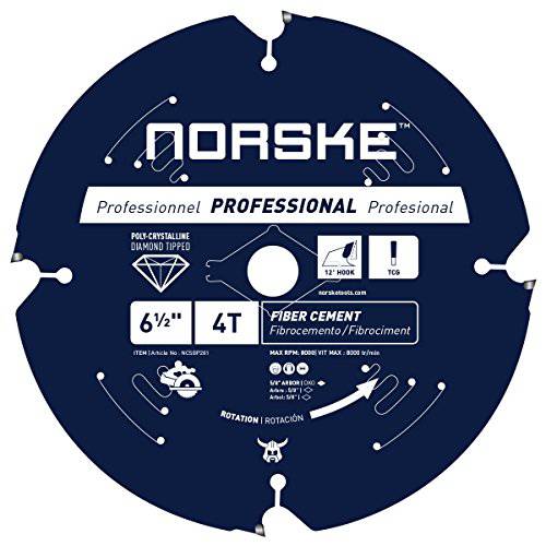 Norske Tools NCSBP281 6-1/ 2 인치 4 톱니 다결정 다이아몬드 (PCD) Hardie 파이버 시멘트 톱날