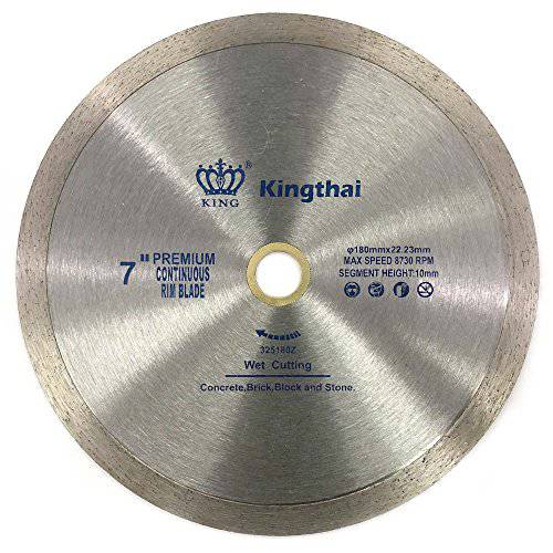 Kingthai 7 인치 끊김없는 Rim 다이아몬드 톱날 커팅 도자기 타일 세라믹, Wet 커팅, 7/ 8-5/ 8 Arbor