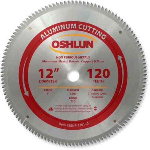 Oshlun SBNF-120120 12-Inch 120 톱니 TCG 톱날 1-Inch Arbor 알루미늄 and Non Ferrous 궤조