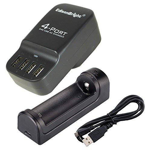Fenix are-X1 18650/ 16340 배터리 충전기 and EdisonBright EB-4U 4-Port USB 충전 스테이션 번들,묶음