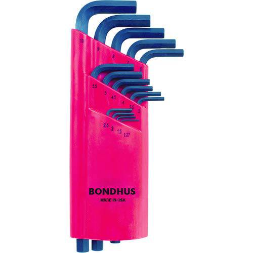 Bondhus 12195 세트 of 15 육각 L-wrenches, 롱 Length, 사이즈 1.27-10mm
