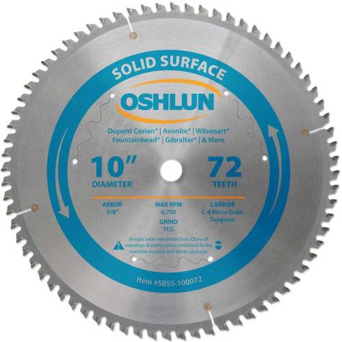 Oshlun SBSS-100072 10-Inch 72 톱니 TCG 톱날 5/ 8-Inch Arbor 솔리드 서피스