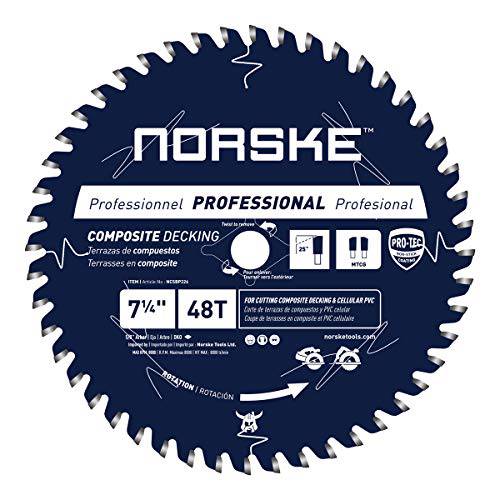 Norske Tools NCSBP226 7-1/ 4 인치 x 48T 컴포지트, Composite Decking (Trex) and 대나무 Decking 톱날 5/ 8 인치 구경 다이아몬드 Knockout Japanese 스틸