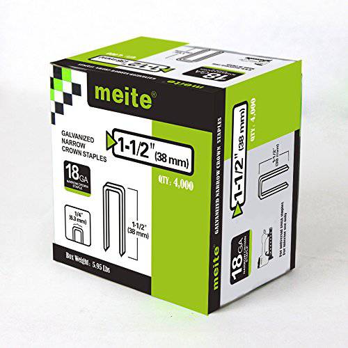 meite 18 게이지 k Series or 90 Seires 1/ 4-Inch 왕관 By 다리 Length 1/ 2-Inch To 1-1/ 2-Inch 아연도금 파인,가는 와이어 Staples 가구류 Staples (4000pcs/ 박스) (1-1/ 2-Inch(BOX))