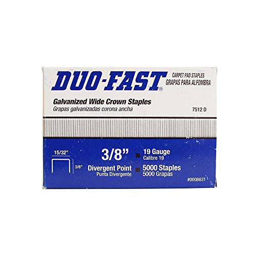 Duo-Fast 7512D 3/ 8 Length x 15/ 32 왕관 19 게이지 Staples 5000 per 팩 (8631)