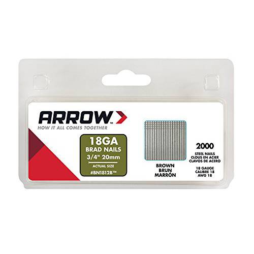 Arrow Fastener BN1812BCS 정품 3/ 4-Inch, 18-Gauge 브라운 Brads, 2, 000-Pack