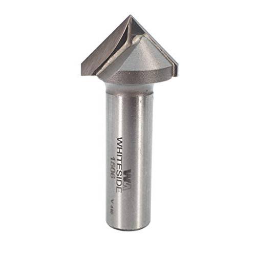 Whiteside Router Bits 1506 V-Groove 비트 90-Degree 1-Inch 커팅 직경 and 1/ 2-Inch 심 Length