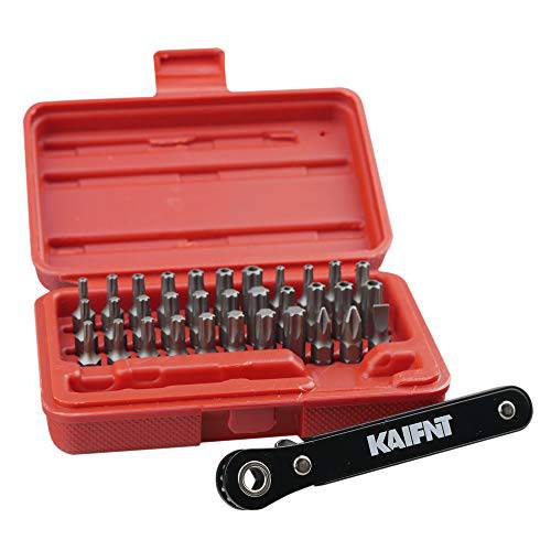KAIFNT K403 Comprehensive Torx 비트 세트 미니 래칫 렌치 1 4-Inch 드라이브 34-Piece