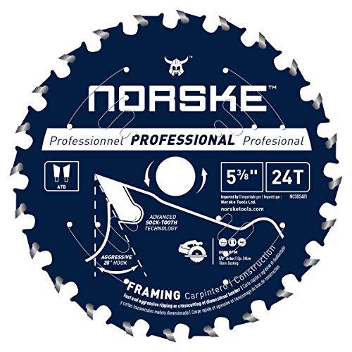 Norske Tools NCSBS401 5-3/ 8 인치 24T Socktooth 원형 톱 프레이밍 블레이드 5/ 8 구경 2 부싱 5/ 8 to 1/ 2 인치 5/ 8 to 10mm