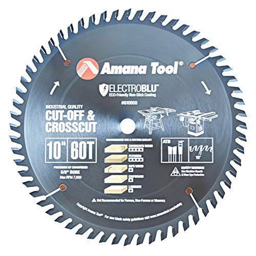 Amana Tool - 610600C Electro-BLU 카바이드 팁 Cut-Off& Crosscut 10 Dia x 60T ATB