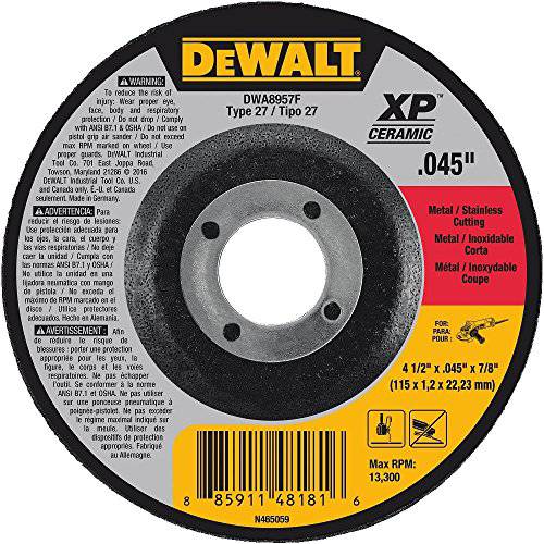 DEWALT DWA8957F T27 XP CER 고속 Cut-Off 휠, 4-1/ 2 x 0.045 x 7/ 8