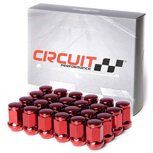 Circuit Performance 12x1.5 레드 Closed End 벌지 에이콘 러그 너트 콘 의자 단조 스틸 (24 피스)
