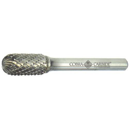 Cobra Carbide 10399 마이크로 그레인 솔리드 카바이드 Cylindrical Burr Radius End, 이중 Cut, 쉐입 C SC-42, 1/ 8 생크 직경, 1/ 8 헤드 직경, 9/ 16 커팅 Length (팩 of 1)
