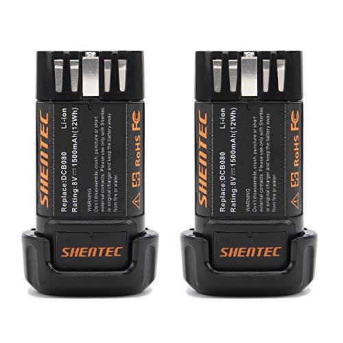 Shentec 1500mAh 8-Volt 교체용 배터리 호환가능한 디월트 DCB080 디월트 DCF680N1 DW4390 DCF680N2 DCF680G2, Li-ion 배터리