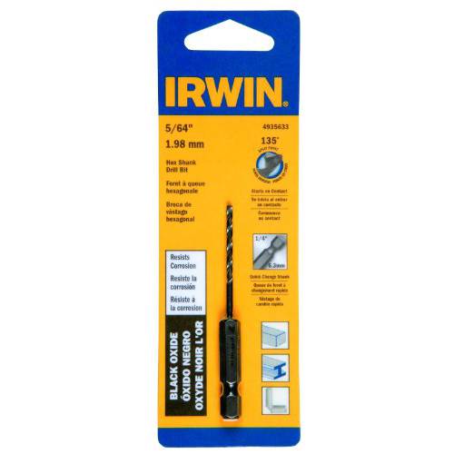 Irwin Tools 4935633 BlackOxide 육각생크 드릴 비트, 5/ 64-Inch