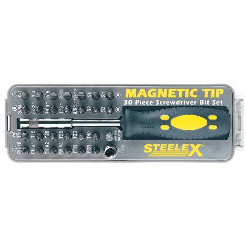 Steelex D2032 마그네틱,자석 팁 드라이버 비트 세트, 30-Piece