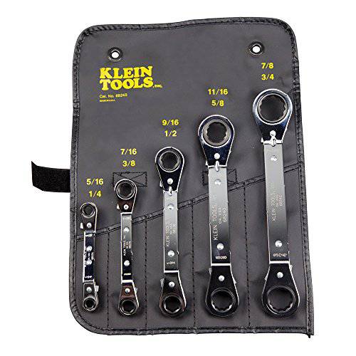 Klein Tools 68245 양면 래칫 박스 렌치 세트, 5-Piece, 블랙