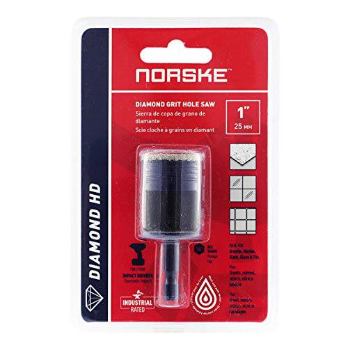 Norske Tools NDHSI123 1 인치 (24mm) 산업용 퀄리티 진공 Brazed 다이아몬드 드릴 비트 홀쏘 타일, Stone, 글래스, 브릭, 블록 and 시멘트 Backer 보드