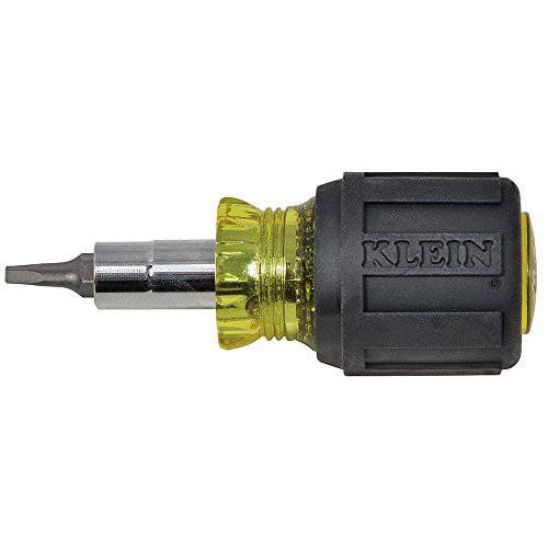 Klein Tools 32562 Multi-Bit 드라이버 너트 드라이버 6-in-1 Stubby 툴 사각 Recess Slotted 필립스 팁 and 너트 드라이버